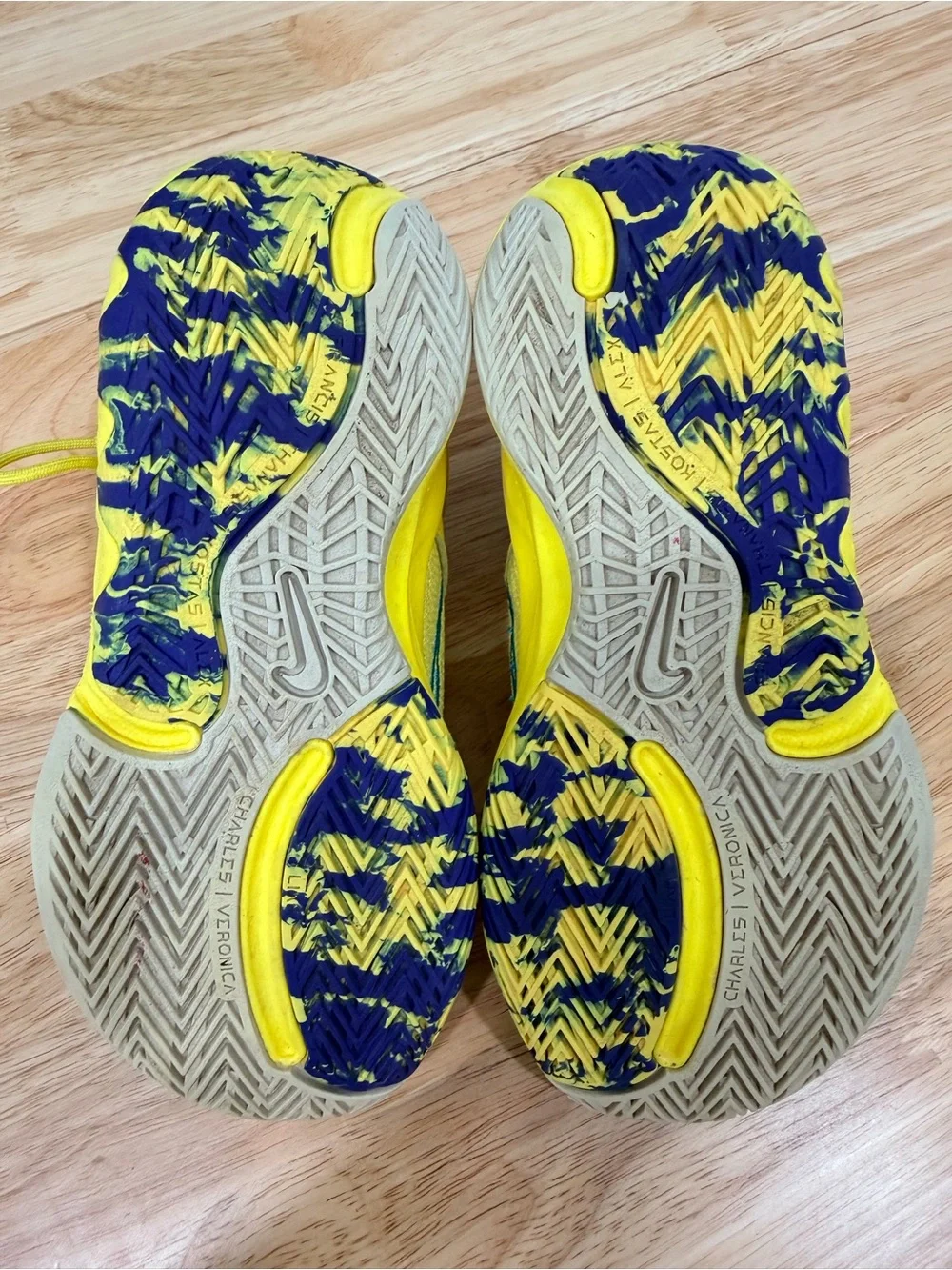 Nike Kids Yellow Sneakers with Blue Accents